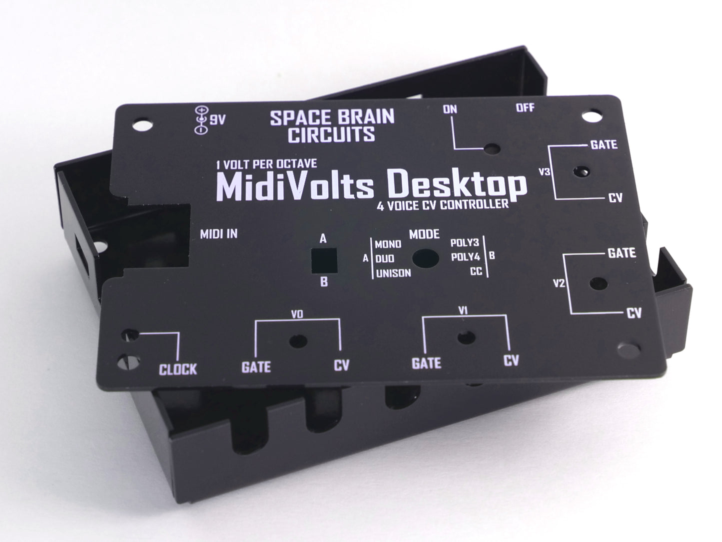 MidiVolts Desktop sheet metal enclosure upgrade showing two piece sheet metal set.